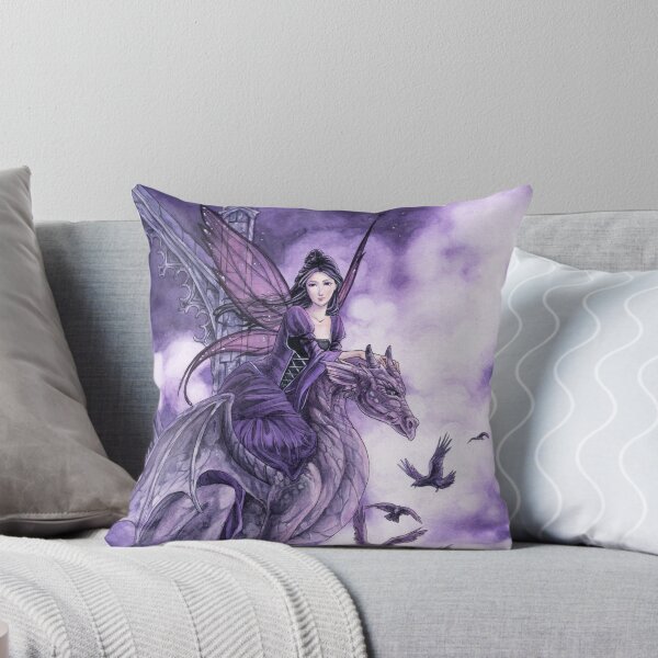 Dragon Gargoyle with Fairy Throw Pillow
