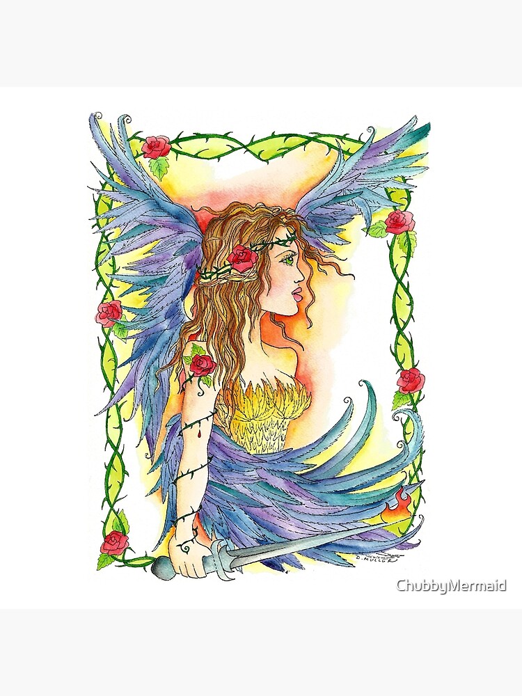 Warrior Angel with Roses by ChubbyMermaid
