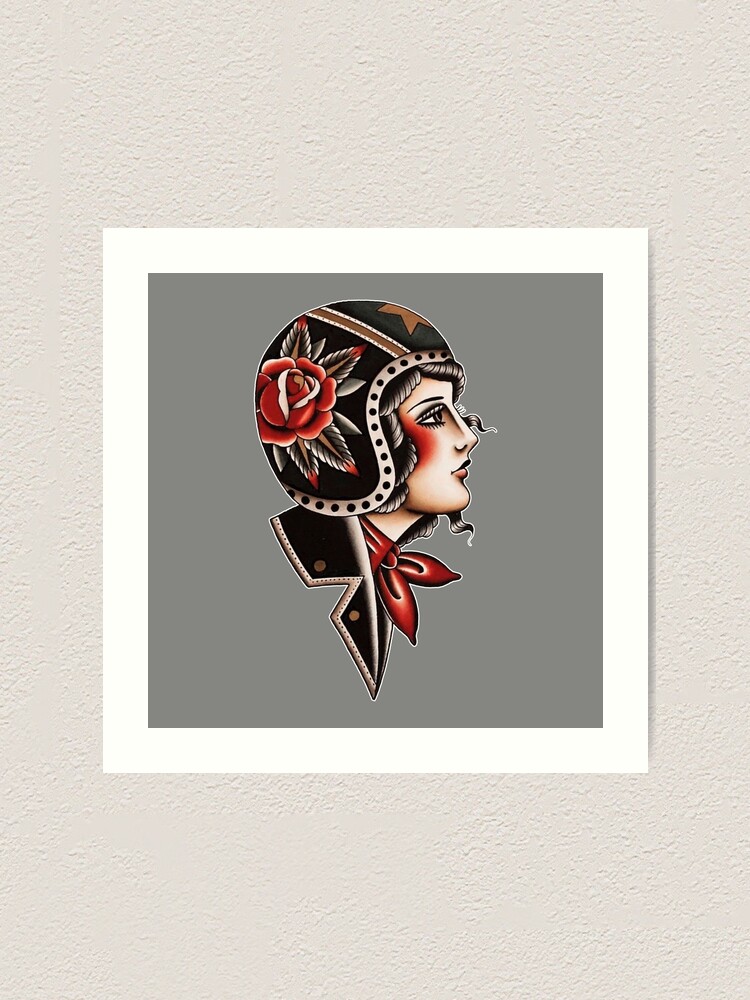 Boxer Flapper Girl Tattoo Art Print 