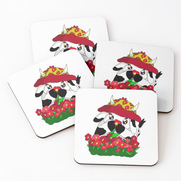 Item preview, cartoon cow and poppies designed and sold by BeingNow.