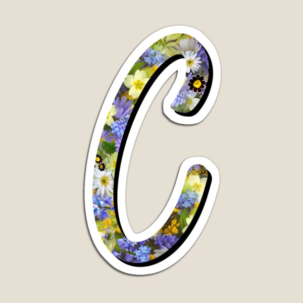 Pretty Gold Monogram Letter C Blue - Monogram C - Magnet