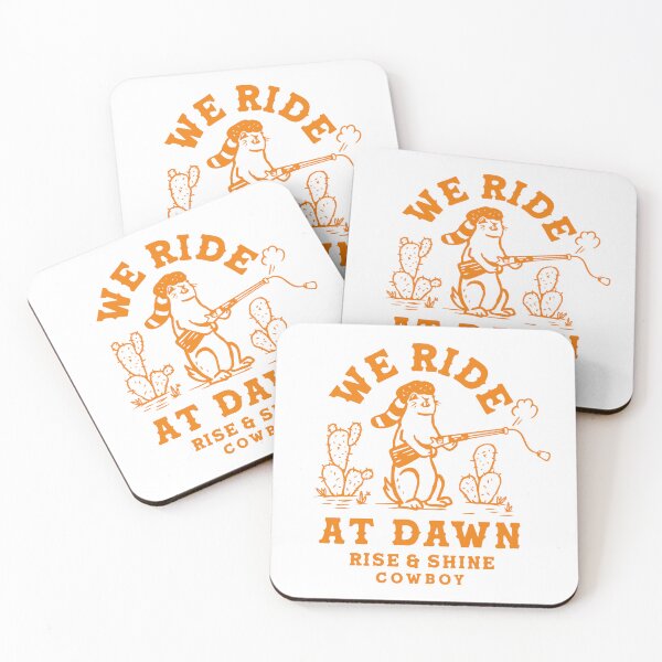 Item preview, We Ride At Dawn: Rise & Shine Cowboy. Funny Western Prairie Dog Art designed and sold by The Whiskey Ginger Design Shop.