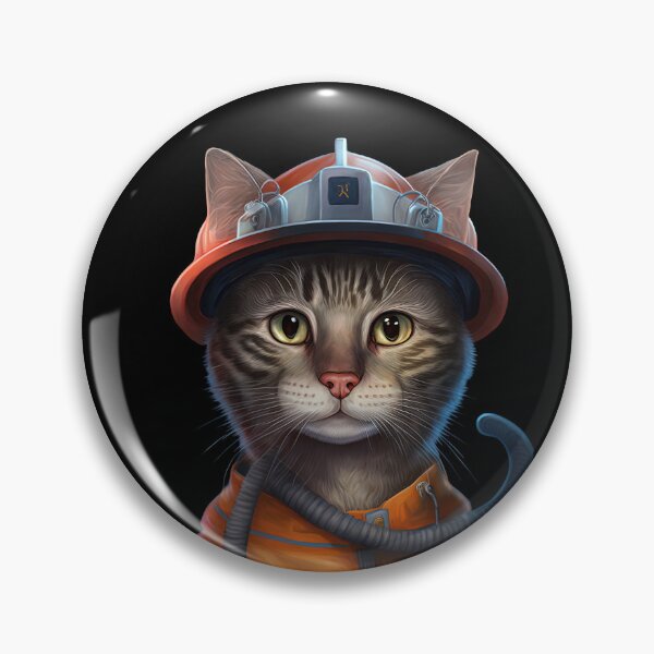 Item preview, Cat wearing fireman costume designed and sold by AnimalArtPhotos.
