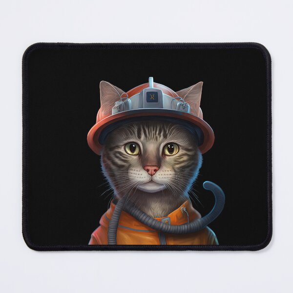Item preview, Cat wearing fireman costume designed and sold by AnimalArtPhotos.