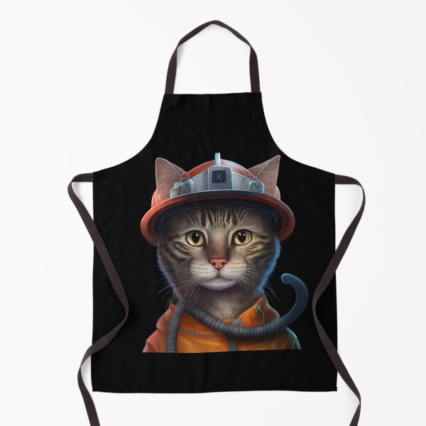 Item preview, Cat wearing fireman costume designed and sold by AnimalArtPhotos.