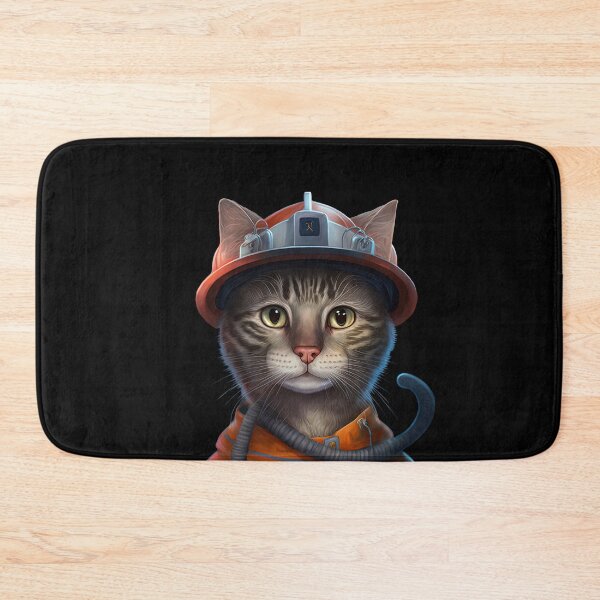 Item preview, Cat wearing fireman costume designed and sold by AnimalArtPhotos.