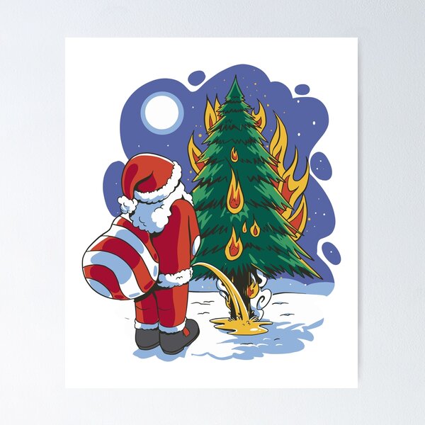 Item preview, Santa Claus pees on a burning Christmas tree designed and sold by Rob-Son.