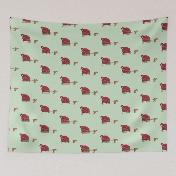 Item preview, Australian Shepherd pulling Santa's Sleigh designed and sold by EmilyHopeDesign.