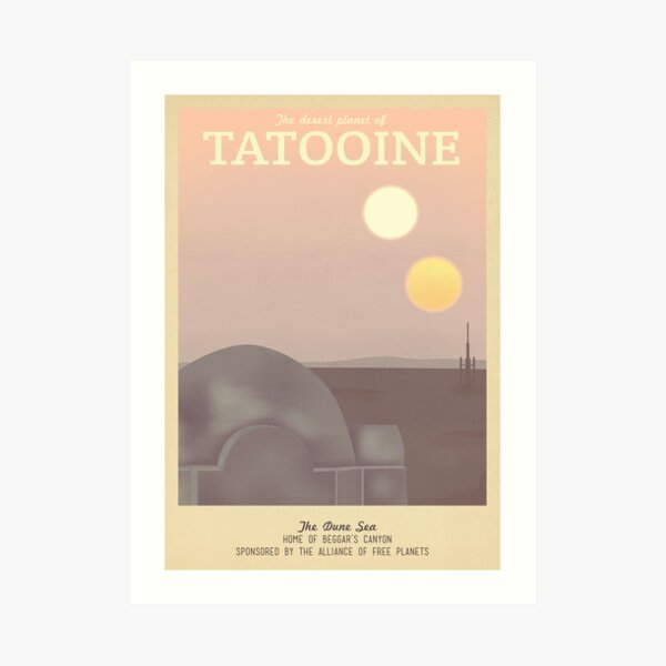 Cartel de viaje retro de Tatooine Lámina artística