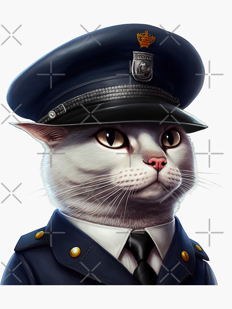 Officer police cat Sticker for Sale by AnimalArtPhotos