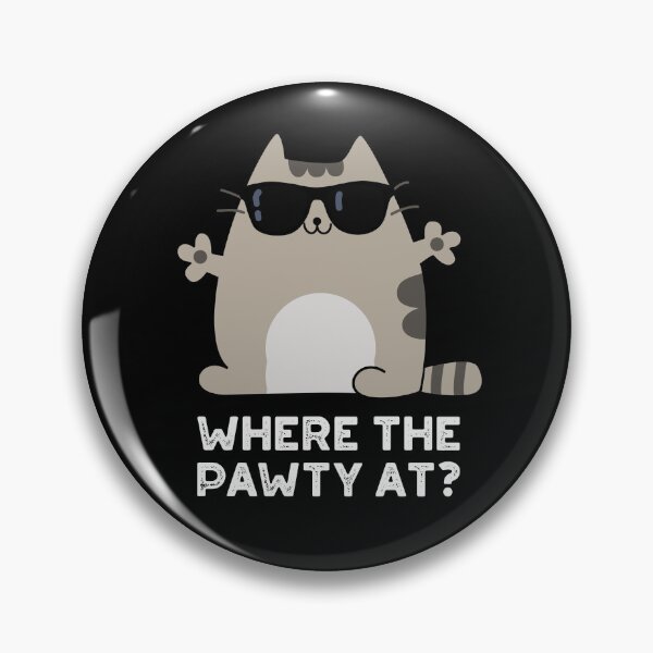 Artikelvorschau, Where The Paw-ty At Funny Party Cat Pun (Dark BG) entworfen und verkauft von punnybone.