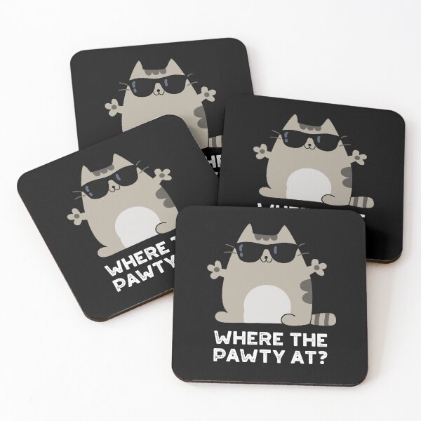Item preview, Where The Paw-ty At Funny Party Cat Pun (Dark BG) designed and sold by punnybone.
