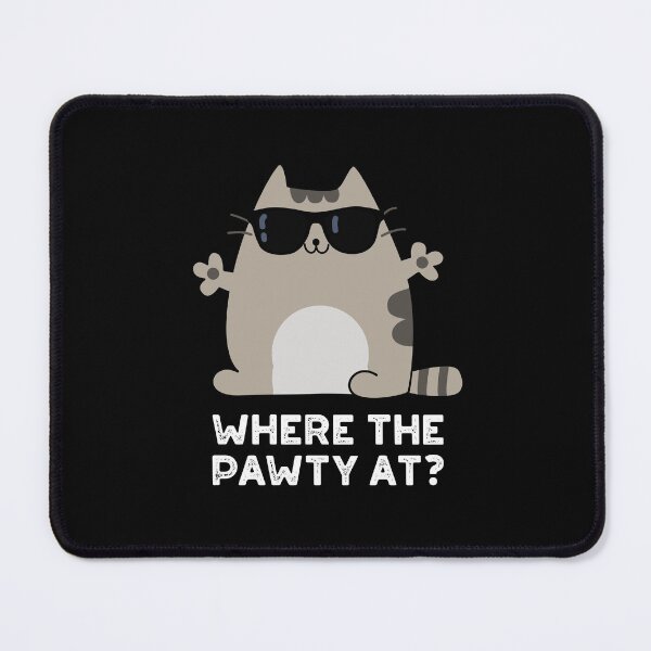 Item preview, Where The Paw-ty At Funny Party Cat Pun (Dark BG) designed and sold by punnybone.