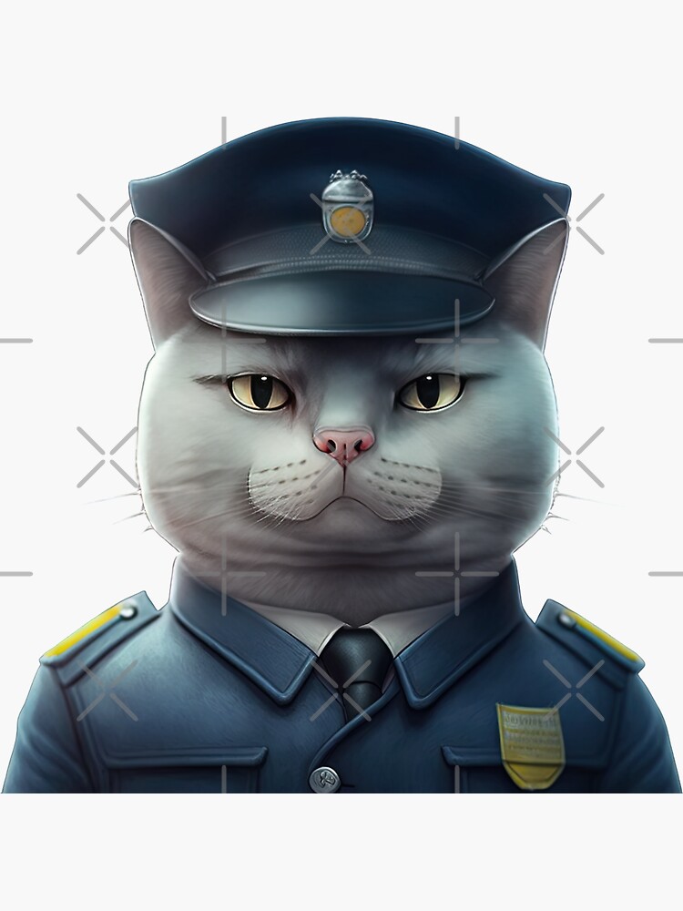 Cat Police Officer Cartoon Anime Style Animal Sticker for Sale by  AnimalArtPhotos