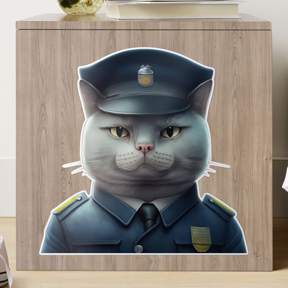 Police cat in uniform Sticker for Sale by AnimalArtPhotos