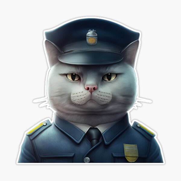 Police Cat Cute Cat Sticker Adorable Cat Sticker Happy 