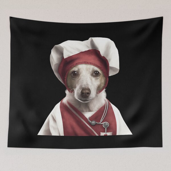 Item preview, Dog wearing nurse outfit designed and sold by AnimalArtPhotos.