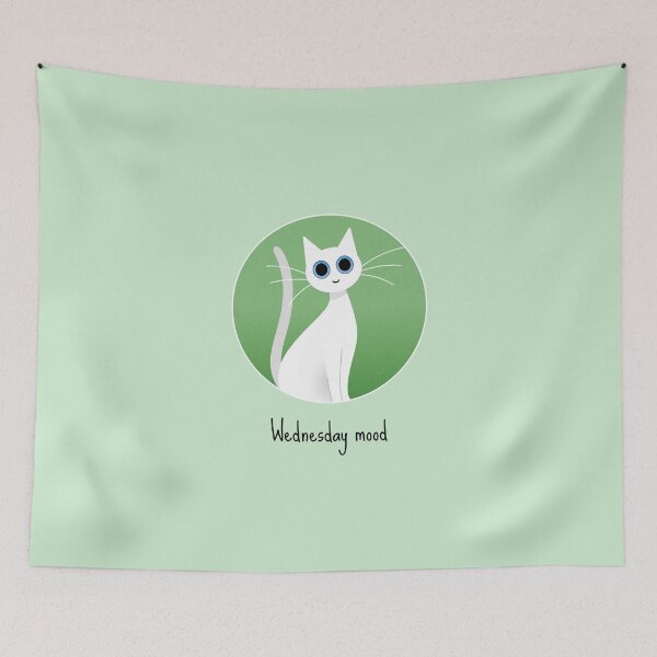 Item preview, Wednesday mood - white cat designed and sold by lefusadi.