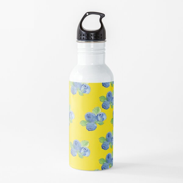 Blueberries with yellow Background Water Bottle