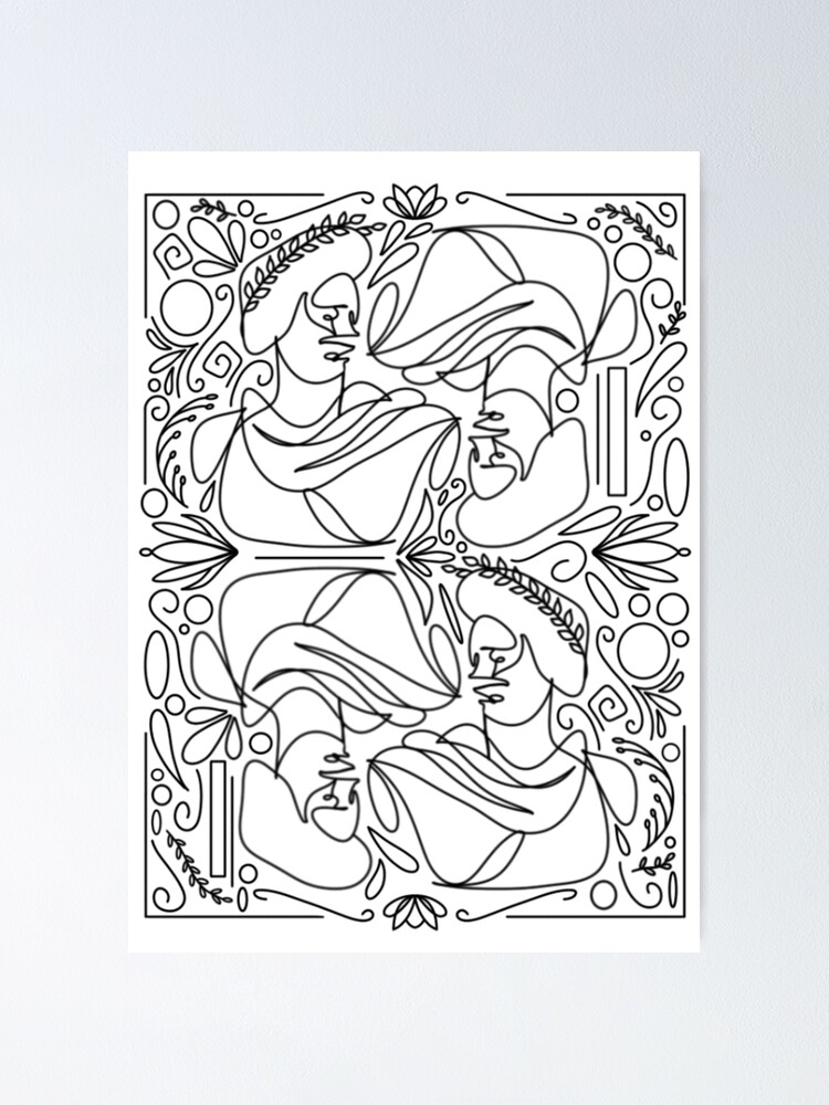 "Ancient Greek Roman Statue Bust Line Art" Poster for Sale by