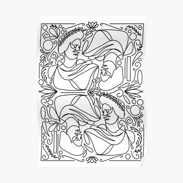 "Ancient Greek Roman Statue Bust Line Art" Poster for Sale by