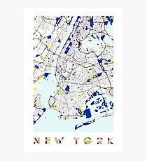 Map of New York in the style of Piet Mondrian Photographic Print