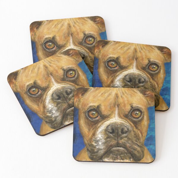 Item preview, A painting of a brown Boxer looking straight at you designed and sold by ibadishi.