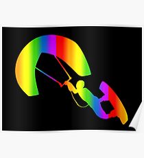 Colorful Kitesurfing Rainbow Sticker Poster