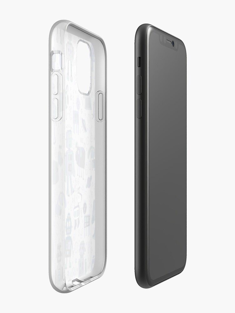 Alternate view of Robots in Space - blue and grey - fun pattern by a Cecca Designs iPhone Case & Cover