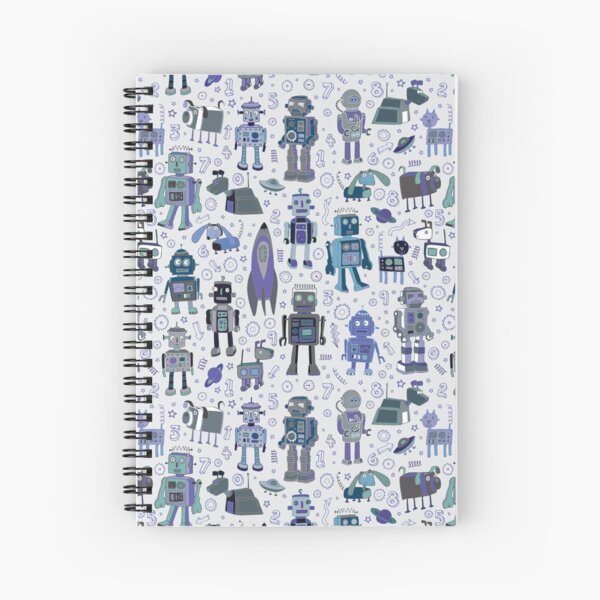Item preview, Robots in Space - blue and grey - fun pattern by a Cecca Designs designed and sold by Cecca-Designs.