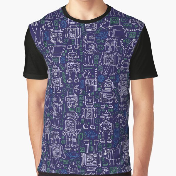 Item preview, Robot Pattern - Navy - fun pattern by Cecca Designs designed and sold by Cecca-Designs.