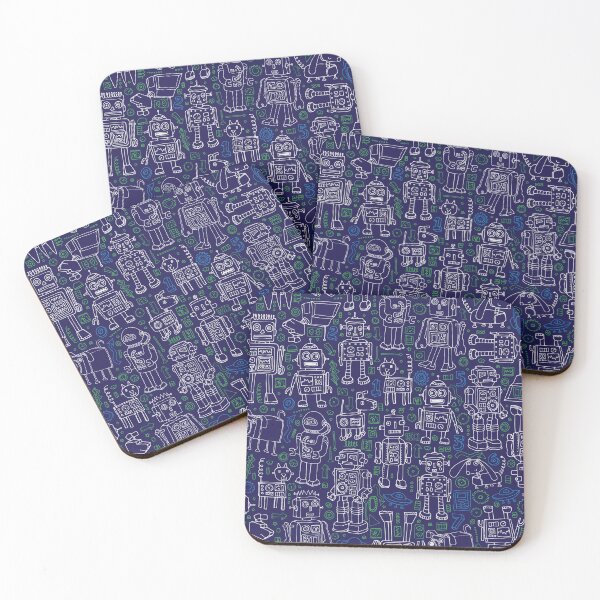 Item preview, Robot Pattern - Navy - fun pattern by Cecca Designs designed and sold by Cecca-Designs.