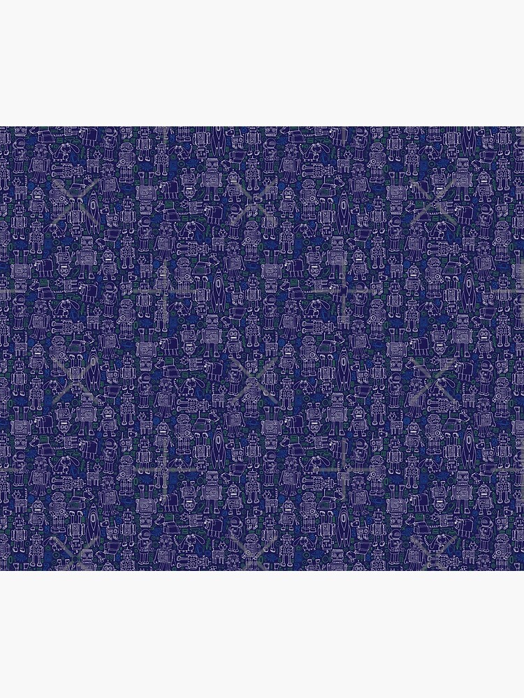 Thumbnail 6 of 6, Throw Blanket, Robot Pattern - Navy - fun pattern by Cecca Designs designed and sold by Cecca-Designs.