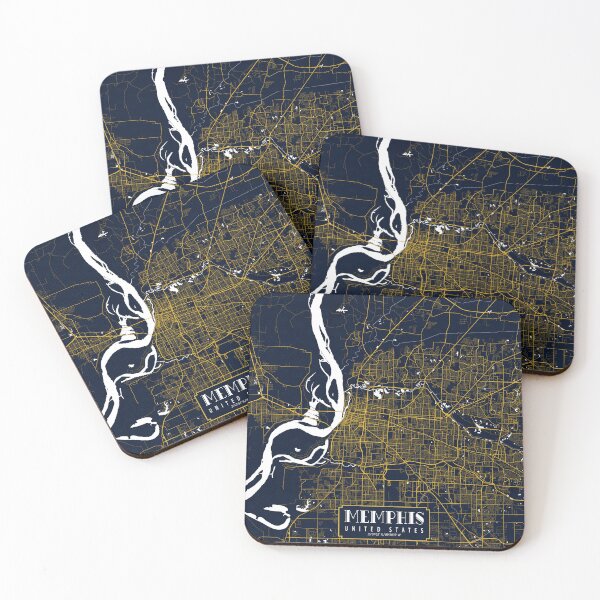 Item preview, Memphis City Map of Tennessee, USA - Gold Art Deco designed and sold by deMAP.