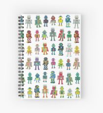 Robot Line-up on White - fun pattern by Cecca Designs Spiral Notebook