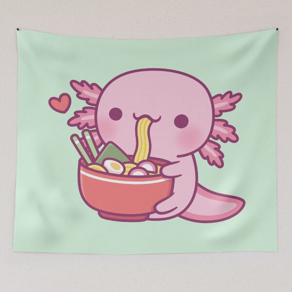 Item preview, Cute Axolotl Loves Eating Japanese Ramen Noodles designed and sold by rustydoodle.