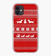 Dachshunds Christmas Sweater Pattern iPhone Case