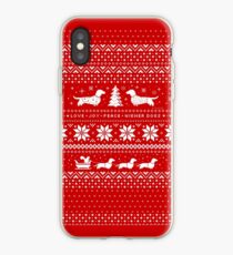 Dachshunds Christmas Sweater Pattern iPhone Case