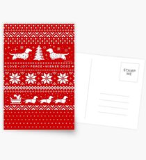Dachshunds Christmas Sweater Pattern Postcards