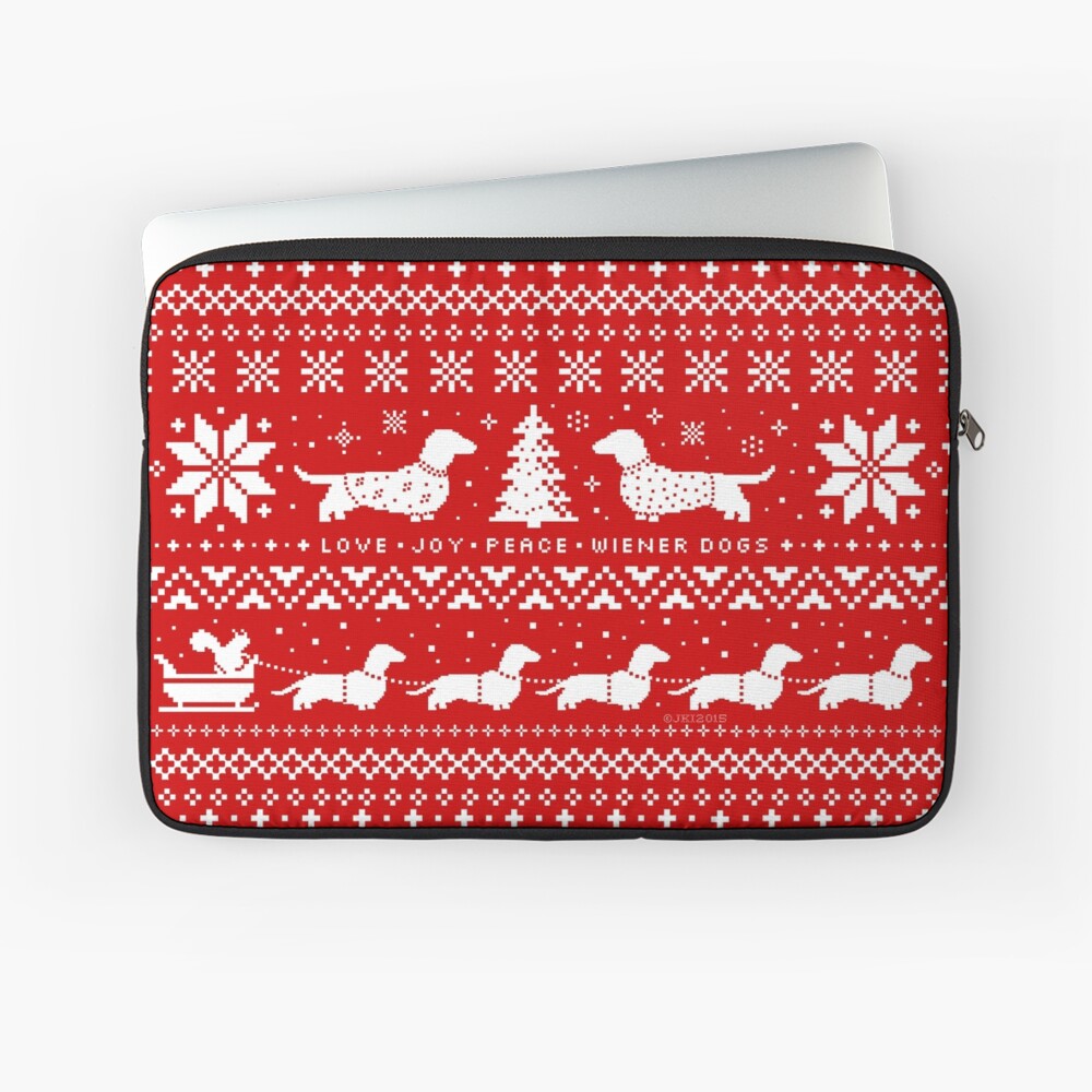 Dachshunds Christmas Sweater Pattern Laptop Sleeve