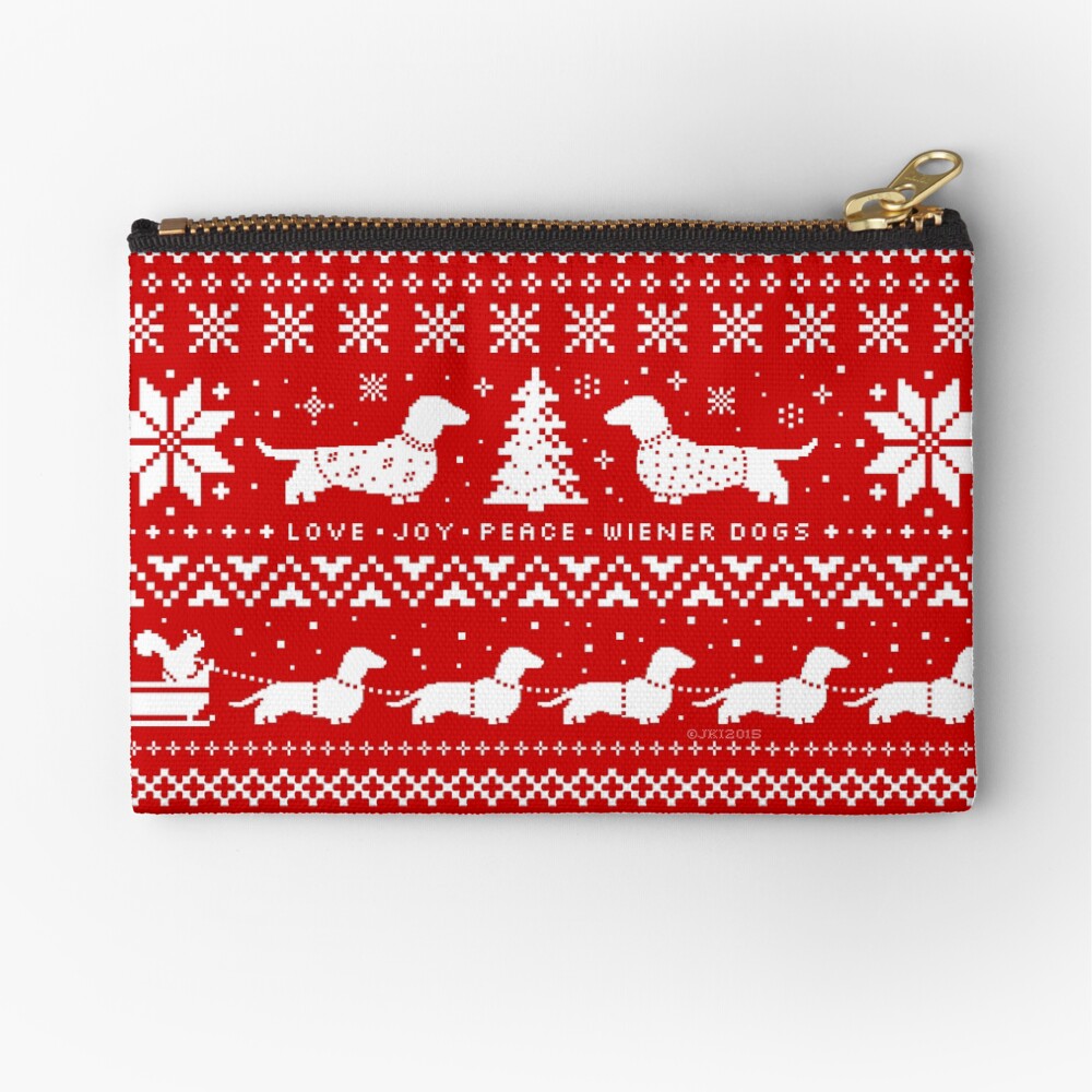 Dachshunds Christmas Sweater Pattern Zipper Pouch