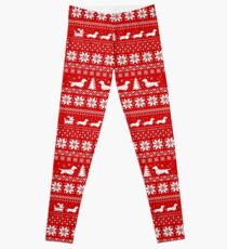 Dachshunds Christmas Sweater Pattern Leggings