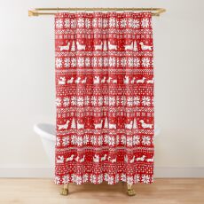 Cortina de ducha Dachshunds Christmas Sweater Pattern