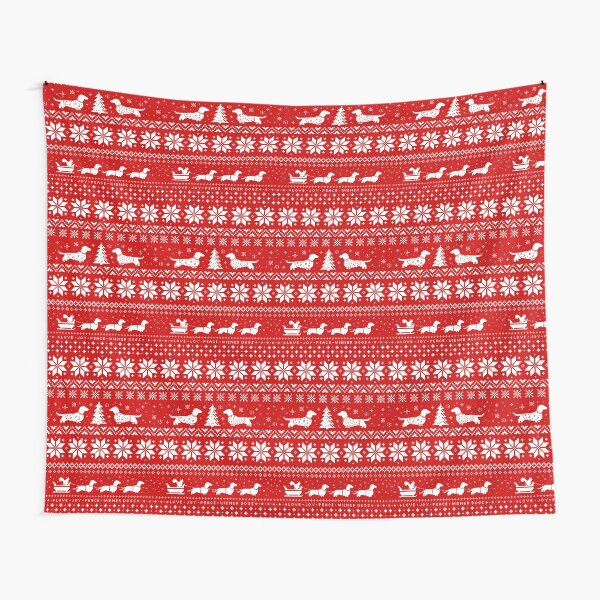 Disover Dachshunds Christmas Sweater Pattern Tapestry