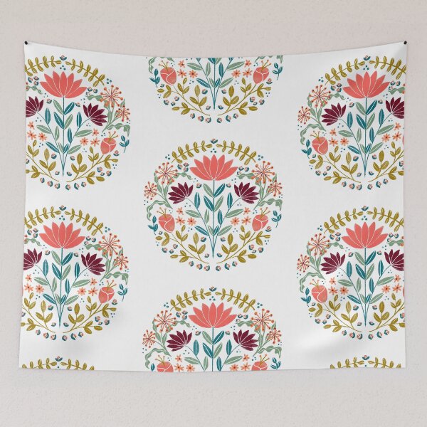 Item preview, Colorful Folksy Flower Pattern designed and sold by CavaCreates.