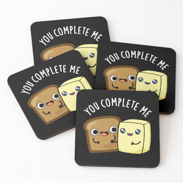Item preview, You Complete Me Funny Bread Butter Puns (Dark BG) designed and sold by punnybone.