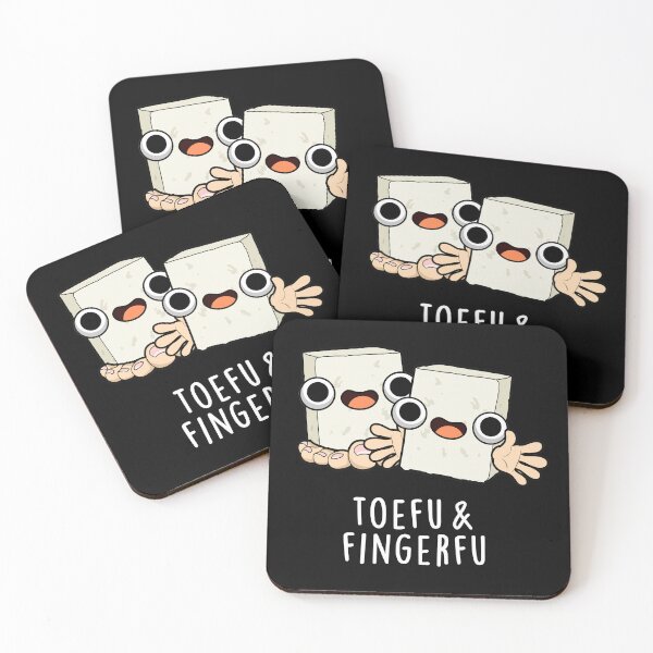 Item preview, Toefu Fingerfu Funny Food Tofu Puns (Dark BG) designed and sold by punnybone.