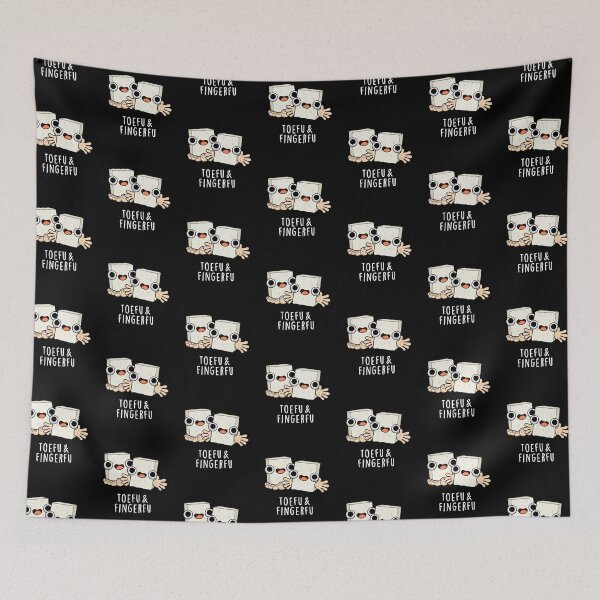 Item preview, Toefu Fingerfu Funny Food Tofu Puns (Dark BG) designed and sold by punnybone.