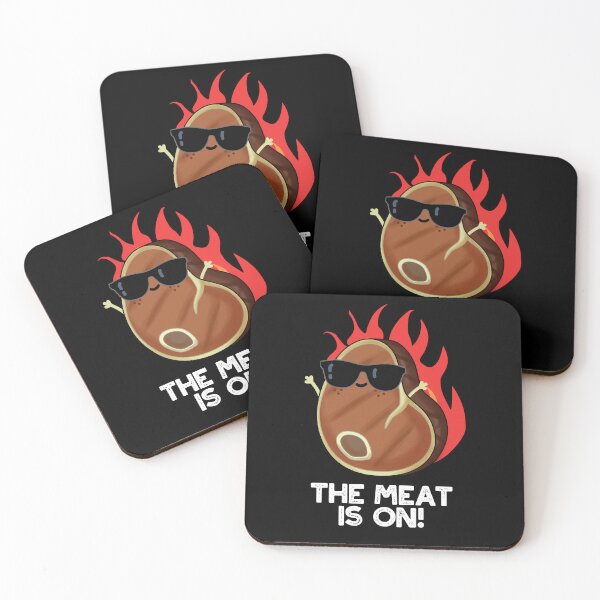 Item preview, The Meat Is On Funny Steak Puns (Dark BG) designed and sold by punnybone.