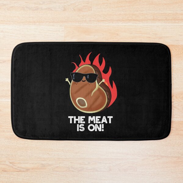 Item preview, The Meat Is On Funny Steak Puns (Dark BG) designed and sold by punnybone.